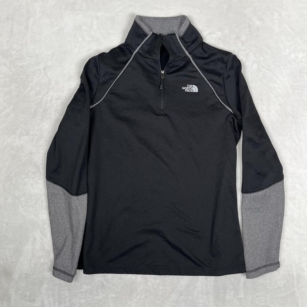 The North Face Pullover Womens Medium Black Gray Colorblock 1/4 Zip Mock Neck